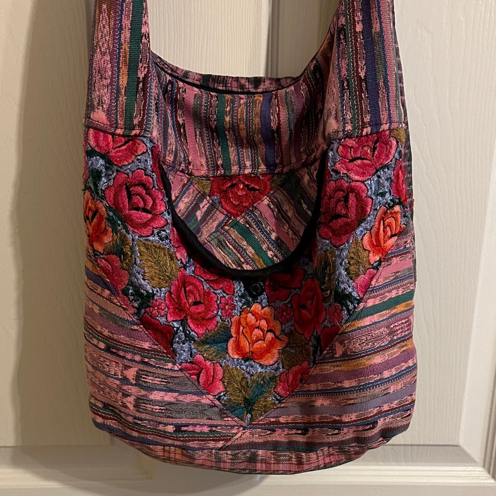Boho Floral Embroidered Hobo Bag